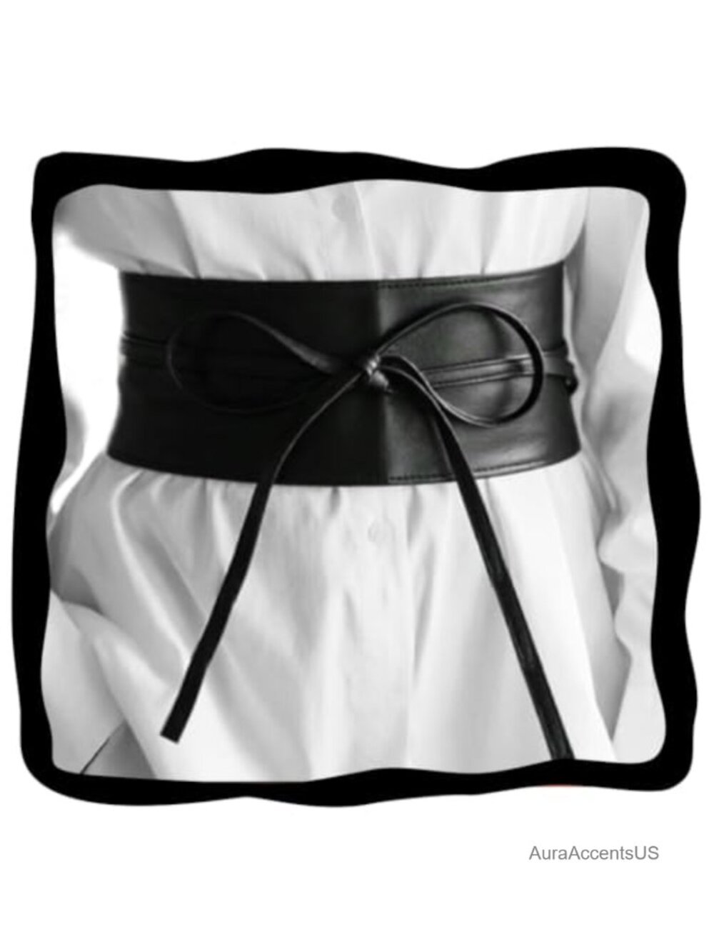 Women Wide Leather Obi Waist Belt Tie Wrap Around Dressy Belt